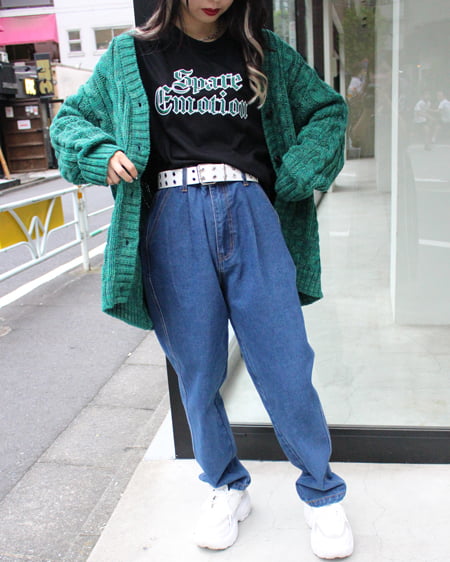 INGNI(イング) メランジケーブルVネックカーディガン グリーン