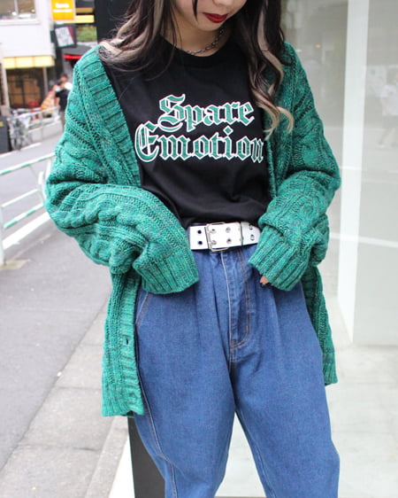 INGNI(イング) メランジケーブルVネックカーディガン グリーン