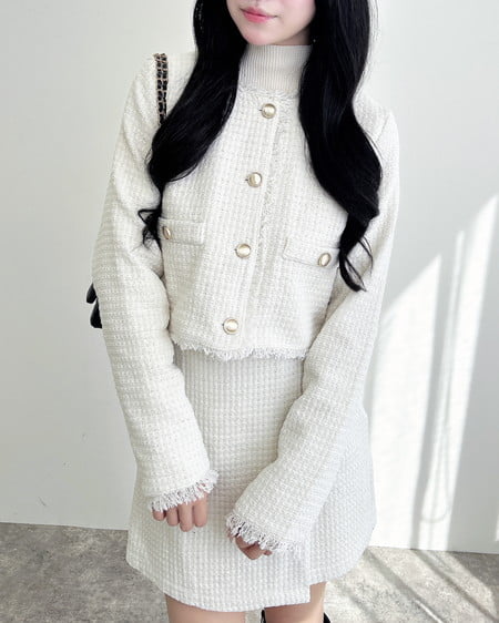 INGNI(イング) ツイードラップスカパン(セットアップ対応) オフホワイト