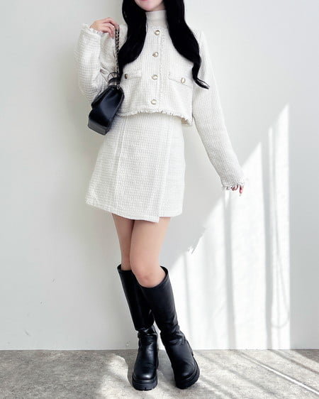 INGNI(イング) ツイードラップスカパン(セットアップ対応) オフホワイト