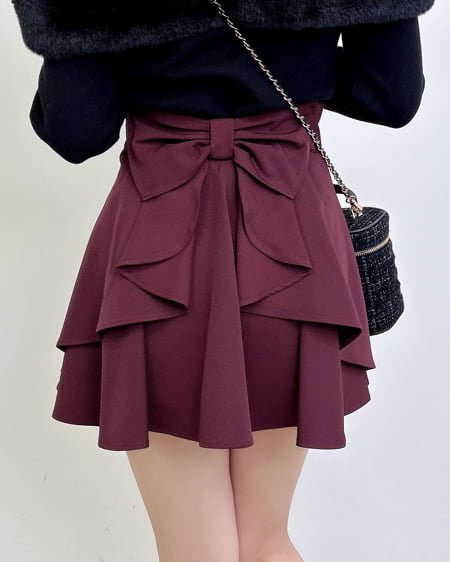 INGNI(イング) バックリボンフレアスカパン ボルドー