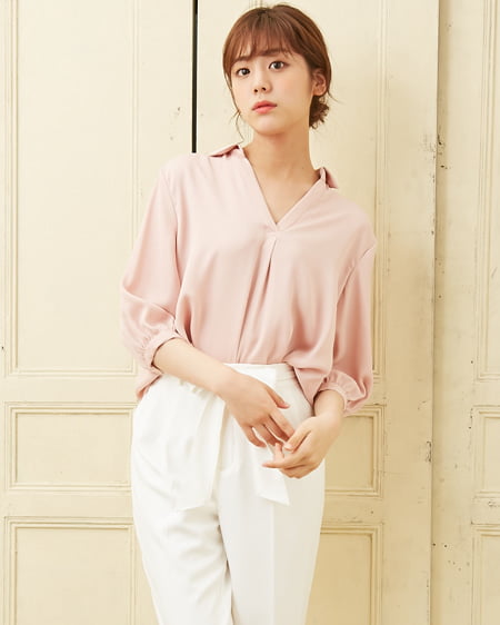 INGNI(イング) 7分袖裾タックトロミスキッパー／シャツ ピンク