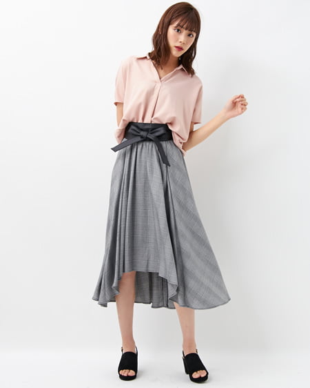 INGNI(イング) 裾タックスキッパーシャツ＋サッシュ付スカート／3点SET ピンク