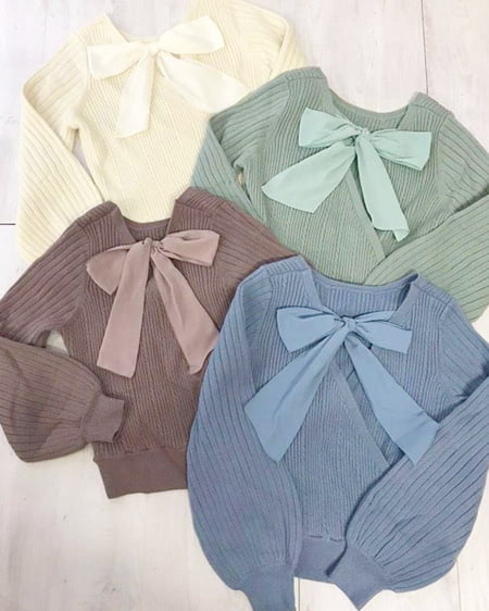 バックカシュクール/リボンニット