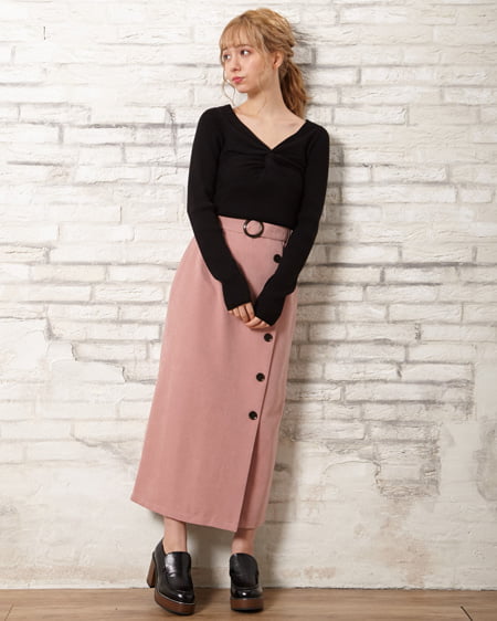 【INGNI STORE限定セット】リブツイストニット+ベルト付ペンシルスカート/SET