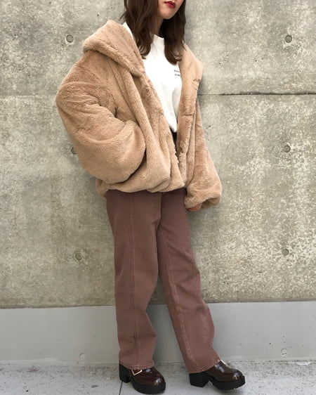 INGNI(イング) バックレースUPコーデュロイストレート/パンツ モカ