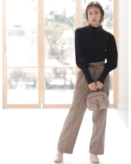 INGNI(イング) ハイネック/マトンスリーブニット クロ