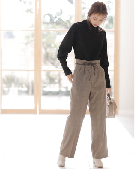 INGNI(イング) ハイネック/マトンスリーブニット クロ