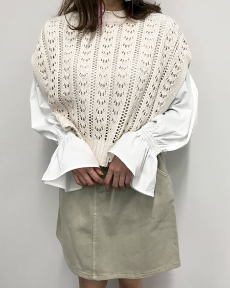 INGNI(イング) 【セットアップ】スカシベスト+ブラウスSET アイボリー