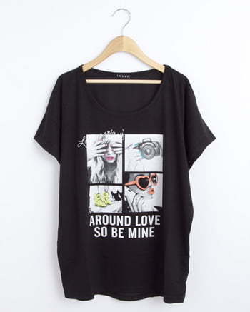 異素材AROUND LOVE転写／半袖Tシャツ