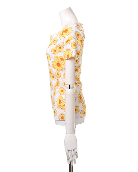 INGNI(イング) 花柄スカラップ/Tシャツ オフホワイト/イエロー