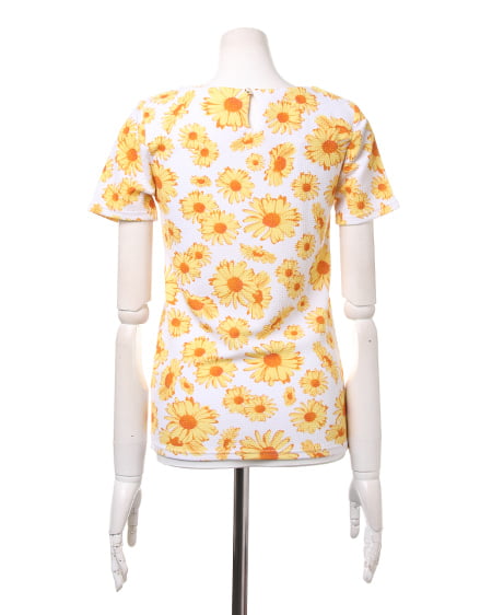 INGNI(イング) 花柄スカラップ/Tシャツ オフホワイト/イエロー