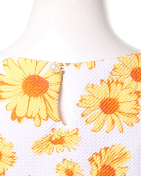 INGNI(イング) 花柄スカラップ/Tシャツ オフホワイト/イエロー