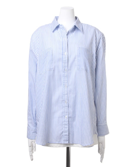 INGNI(イング) 3WAY BIGストライプ/シャツ オフホワイト/ブルー