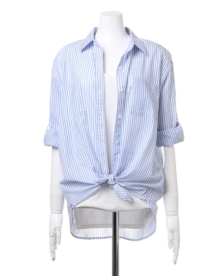 INGNI(イング) 3WAY BIGストライプ/シャツ オフホワイト/ブルー