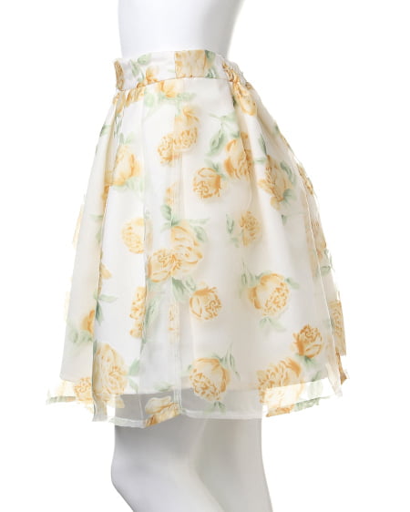 INGNI(イング) 花柄オーガンジー/スカートB イエロー/ハナ