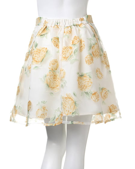 INGNI(イング) 花柄オーガンジー/スカートB イエロー/ハナ