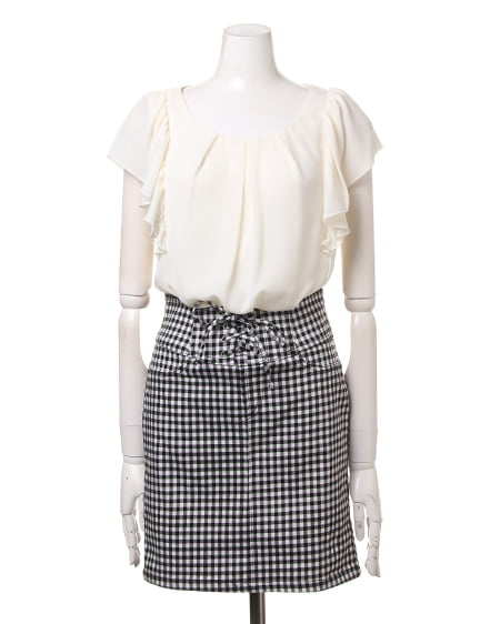 INGNI(イング) フリルドッキング/ワンピース クロ/ギンガム