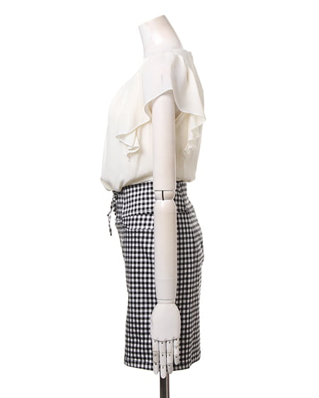 INGNI(イング) フリルドッキング/ワンピース クロ/ギンガム