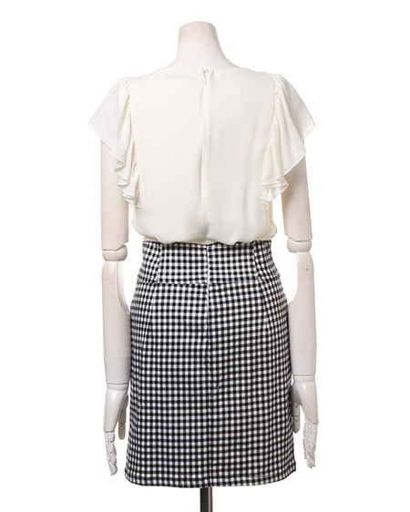 INGNI(イング) フリルドッキング/ワンピース クロ/ギンガム