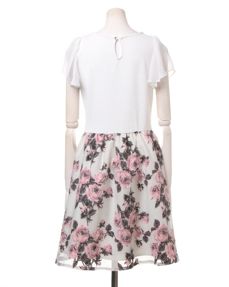 INGNI(イング) オパール花柄スカートドッキング/ワンピース オフホワイト/アカ