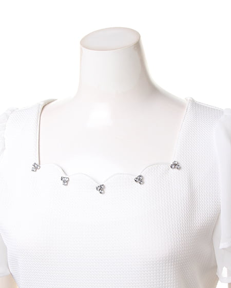 INGNI(イング) オパール花柄スカートドッキング/ワンピース オフホワイト/アカ