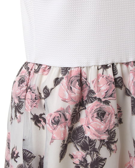 INGNI(イング) オパール花柄スカートドッキング/ワンピース オフホワイト/アカ