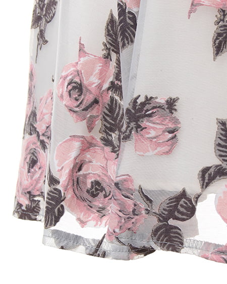 INGNI(イング) オパール花柄スカートドッキング/ワンピース オフホワイト/アカ