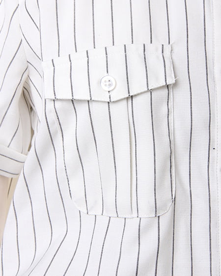 INGNI(イング) サッシュ付シャツ/コンビネゾン オフホワイト/ストライプ