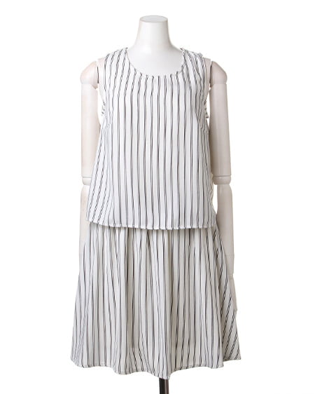 INGNI(イング) F&Fノースリ/ワンピース オフホワイト/ストライプ