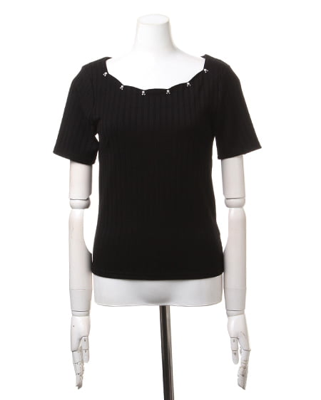 INGNI(イング) ワイドリブスカラップ/TOPS クロ