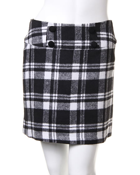 INGNI(イング) シャギーチェック台形/スカート クロ/オフホワイト