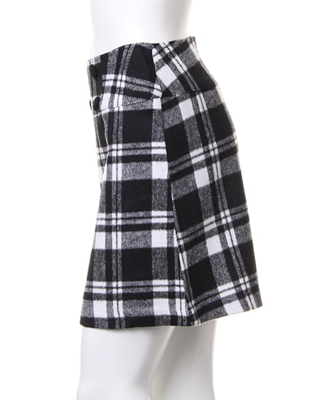INGNI(イング) シャギーチェック台形/スカート クロ/オフホワイト