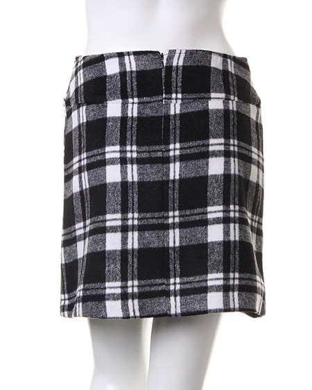 INGNI(イング) シャギーチェック台形/スカート クロ/オフホワイト