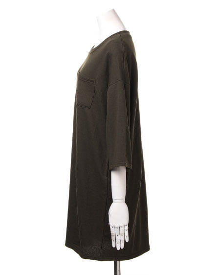 INGNI(イング) 裏毛コクーン/チュニックワンピース カーキ