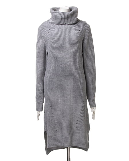 INGNI(イング) 畦オフタートルニット/ワンピースA グレー