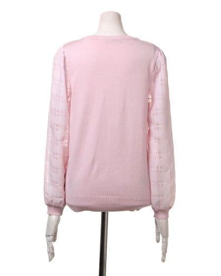 INGNI(イング) 袖シアーチェック/ニット ピンク