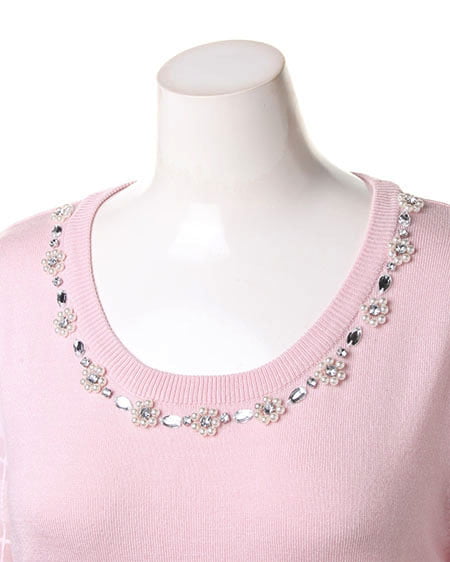 INGNI(イング) 袖シアーチェック/ニット ピンク