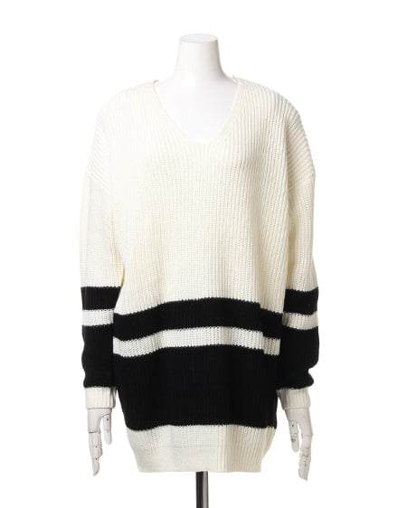 INGNI(イング) 裾ラインV/Nチュニック オフホワイト/クロ