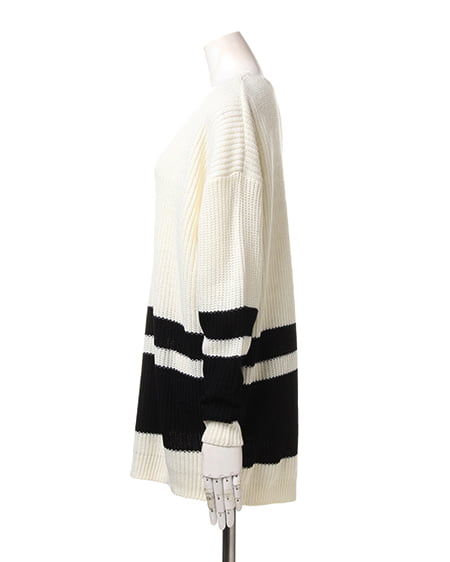 INGNI(イング) 裾ラインV/Nチュニック オフホワイト/クロ