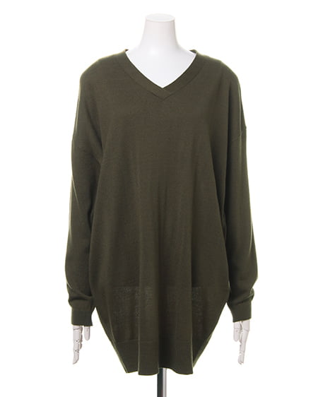 INGNI(イング) カシミヤタッチVネック/コクーンチュニック カーキ