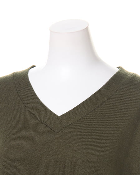 INGNI(イング) カシミヤタッチVネック/コクーンチュニック カーキ