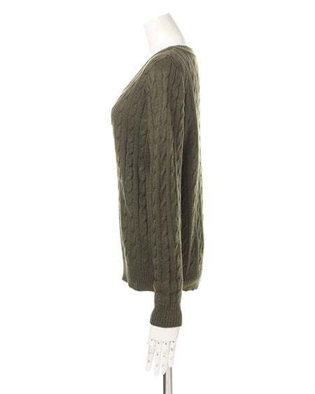 INGNI(イング) ケーブルVネックニットB カーキ