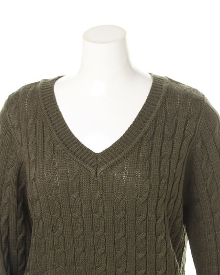 INGNI(イング) ケーブルVネックニットB カーキ