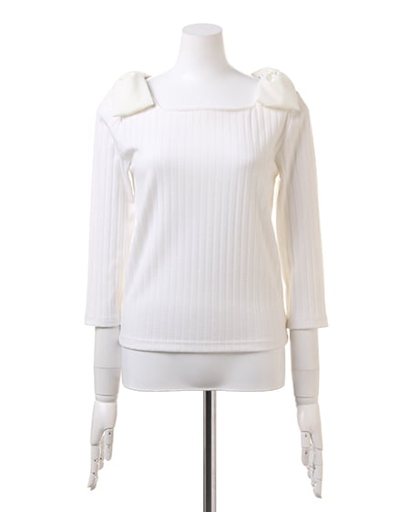 INGNI(イング) ワイドリブ肩リボン/TOPS オフホワイト