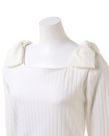 INGNI(イング) ワイドリブ肩リボン/TOPS オフホワイト