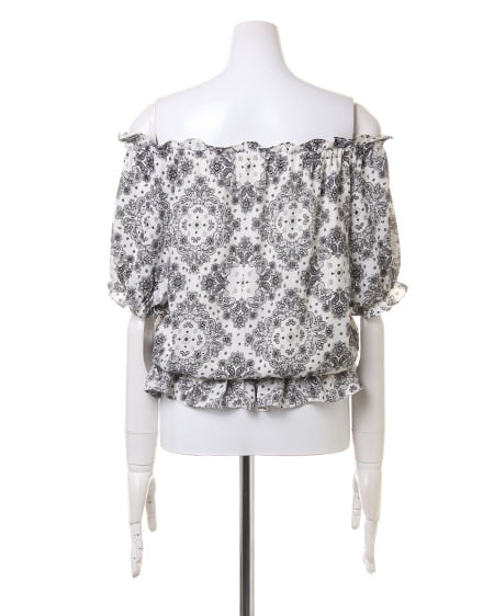 INGNI(イング) バンダナ柄オフショル/TOPS/A オフホワイト/クロ