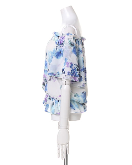 INGNI(イング) 花柄オフショル/TOPS オフホワイト/ブルー