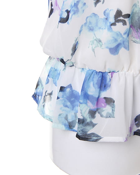 INGNI(イング) 花柄オフショル/TOPS オフホワイト/ブルー