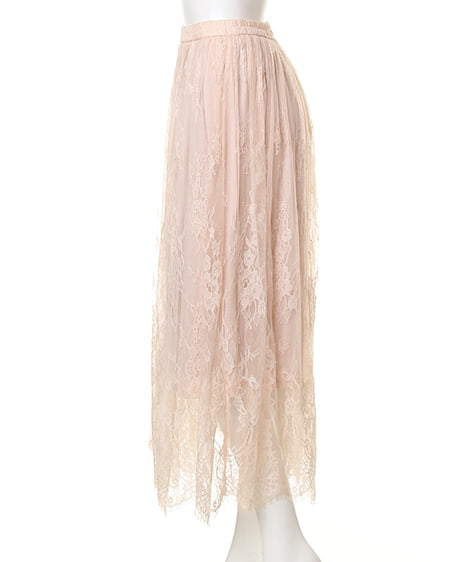 INGNI(イング) ヒゲレースマキシスカート ピンクベージュ